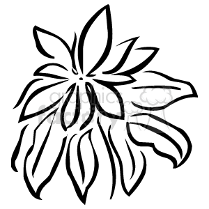 The clipart image depicts a stylized outline of a flowering plant with several petals and leaves. The design is simple and monochromatic, suitable for a variety of design purposes.