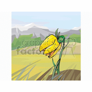 Yellow tulip in the meadow clipart. Commercial use image # 151348