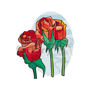 Three red roses clipart.