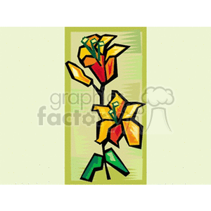 Yellow and orange lilies clipart. Commercial use image # 151378