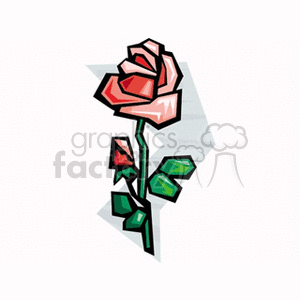 Cartoon red rose clipart.