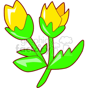 Two yellow cartoon tulips clipart. Royalty-free image # 151480