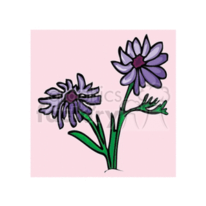 Two purple flowers clipart.