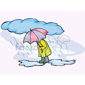 Walking on a rainy day clipart.