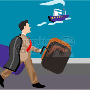 Man with luggage and a boat in background photo. Royalty-free photo # 153511