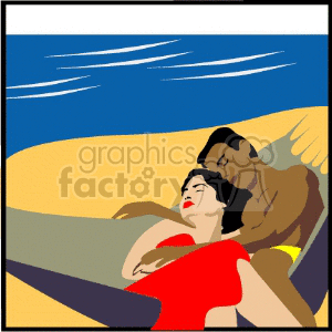   beach rest love romance interracial couple couples people ocean tropical vacation  Romantic002.gif Clip Art People 