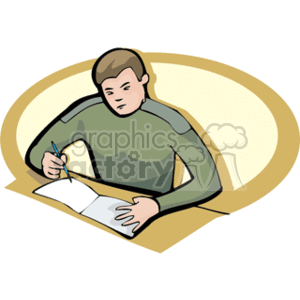 A boy writing on paper clipart. Royalty-free image # 153872