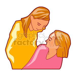 clipart - Two Girls Sitting Together Talking.