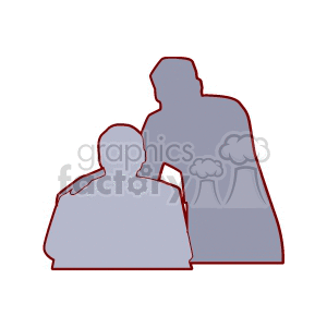 A Silhouette of Two People One Giving Advise to the Other clipart. Royalty-free image # 154251