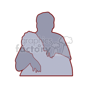 A Silhouette of a Person Giving a Massage clipart.