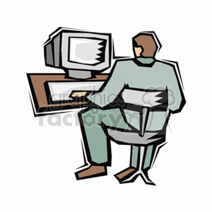 guy sitting at a computer clipart. Royalty-free image # 154661