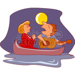   love sing moon romance water canoe happy romantic boat people boats singing couples couple guitar guitars  romance300.gif Clip Art People charming