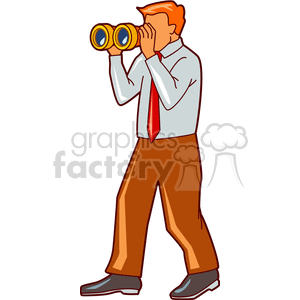   man guy people searching search binocular binoculars looking Clip Art People 