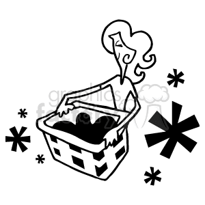 woman holding  laundry basket clipart.