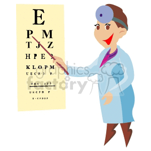 An Optometrist Pointing to Letters on the Board clipart. Commercial use image # 155485