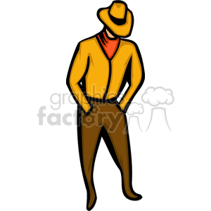 A Cowboy Dressed in Western Wear with his Head Down clipart. Commercial use image # 155730