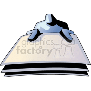 clipart - A Big Stack of Papers and a Person Holding them Down.