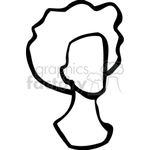 clipart - An Outline of a Neck Face and Big Hair.