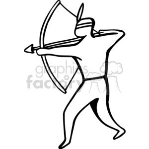 A Side View of a Black and White Figure of an Indian Shooting a Bow and Arrow