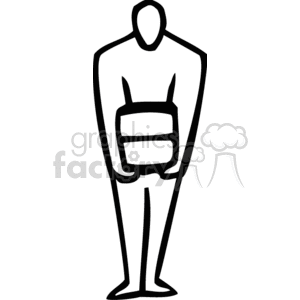 clipart - A Black and White Person Carrying something Heavy.