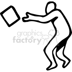 A Black and White Person Side View Throwing a Box clipart. Commercial use icon # 155764