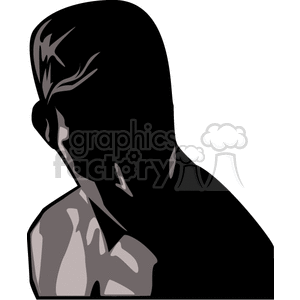 clipart - A Statue of a Man in the Shadow from the Neck up .