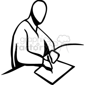 A Black and White Image of a Person Writing on a Piece of Paper
