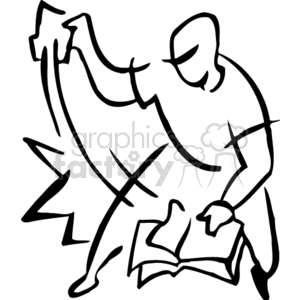 Angry man ripping pages out of a book clipart. Commercial use image # 155818