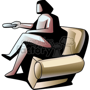   people women lady watching tv tvs television remote chair chairs furniture  PPA0129.gif Clip Art People Adults 