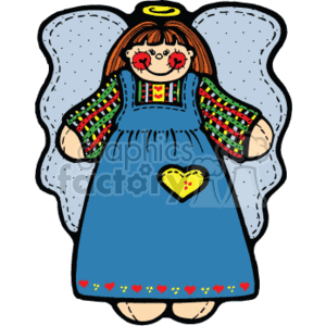 Stitched Rag Doll Angel with a Halo clipart. Commercial use image # 156248