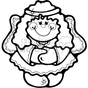  country style female young angel angels pink black and white happy   angel006PR_bw Clip Art People Angels 