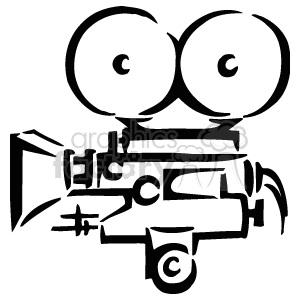 Black and White Movie Camera for Movie Makers clipart.