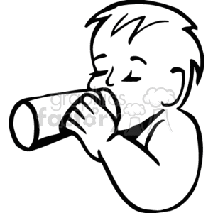 Child with its eyes closed drinking a Bottle clipart. Royalty-free image # 156377