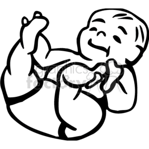 A black and white baby holding its toes clipart. Royalty-free image # 156463