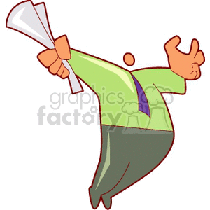 A Man Holding in his Hand a Piece Paper Wearing a Blue Tie and a Green Shirt clipart. Commercial use image # 156560