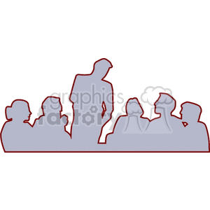 A Silhouette of People Sitting Listening to a speaker clipart. Commercial use image # 156568