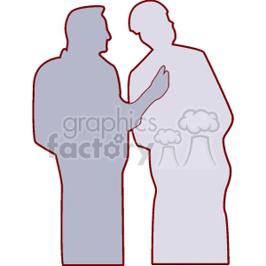 A Silhouette of Two People having a Discussion clipart. Royalty-free image # 156570