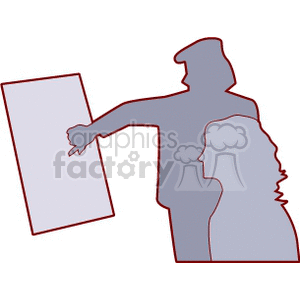 A Silhouette of a Woman Watching Someone give a Presentation clipart. Royalty-free image # 156572