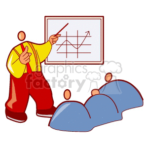 A Group of People Sitting While a Man with a Red Tie Gives a Graph Presentation clipart. Royalty-free image # 156592