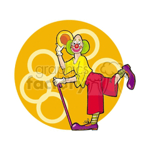 A Ssilly Clown Dancig with a Cane and a Hat clipart. Royalty-free image # 156653