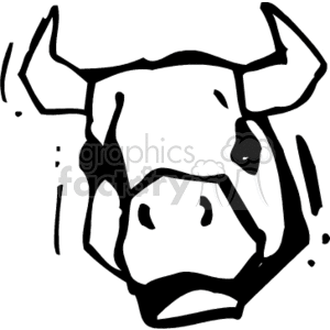 A Black and White Face of A Bull clipart. Commercial use image # 156821