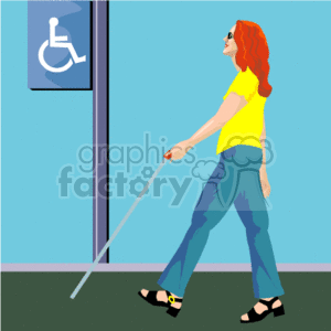   people disabled blind walking women lady stick disabled_blind_city001.gif Clip Art People Disabled 