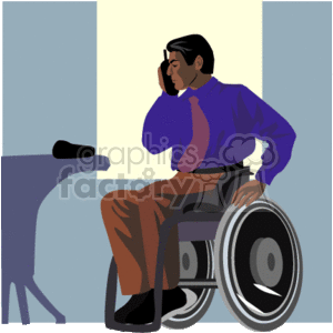   people disabled wheelchair wheelchairs phone phones Clip Art People Disabled desk shirt tie slacks hands