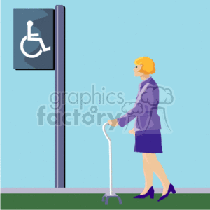 A Woman using a cane to Walk