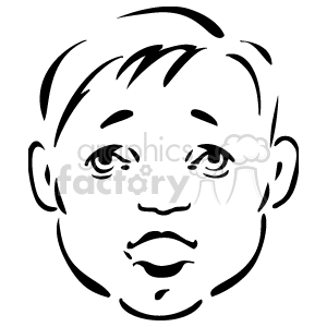 The image is a simple black and white line drawing or clipart of a person's face. It features outlines that form the eyes, eyebrows, nose, mouth, ears, and hairline of the face.