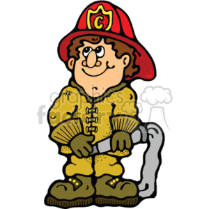 Fireman holding a water hose clipart. Royalty-free image # 157619