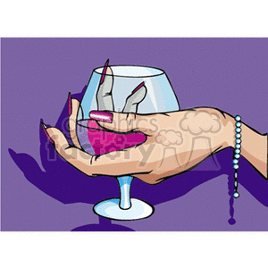 Female hand holding a wine glass clipart. Commercial use image # 158276