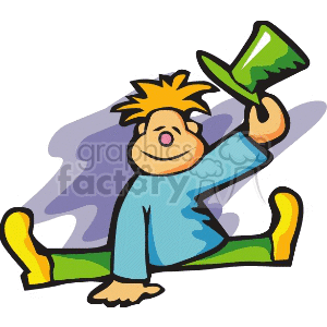 A boy with a green top hat doing the splits animation. Commercial use animation # 158666