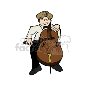 A boy playing the cello clipart. Commercial use image # 158762