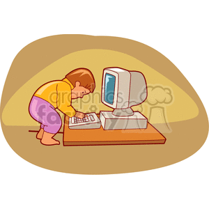 A toddler on a computer clipart. Commercial use image # 158842